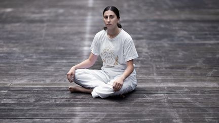 Marzieh Hamidi, an Afghan taekwondo athlete in the -57kg category, poses at the National Institute of Sport, Expertise and Performance, in Paris, on June 29, 2023. (JOEL SAGET / AFP)