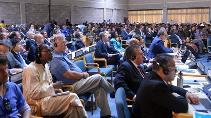 Des délégués présents à la quatrième assemblée de l'ONU pour l'environnement à Nairobi, le 14 mars 2019. (SIMON MAINA / AFP)