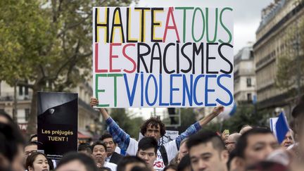 Manifestation contre le racisme organisée par les asiatiques, à Paris le 4 septembre 2016. (MAXPPP)