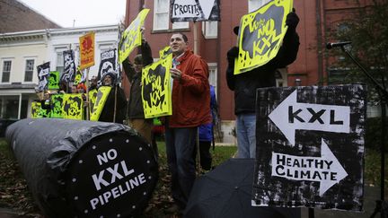 Manifestation contre le projet d'oléoduc Keystone XL, à Washington (Etats-Unis), le 17 novembre 2014. (GARY CAMERON / REUTERS)