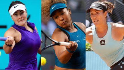 Bianca Andreescu, Naomi Osaka et Garbine Muguruza lors du tournoi de Madrid. (AFP / MAXPPP / MAXPPP)