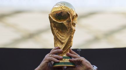 &nbsp; (Le trophée de la Coupe du Monde que vont se disputer 32 équipes © Reuters/Bruno Kelly)