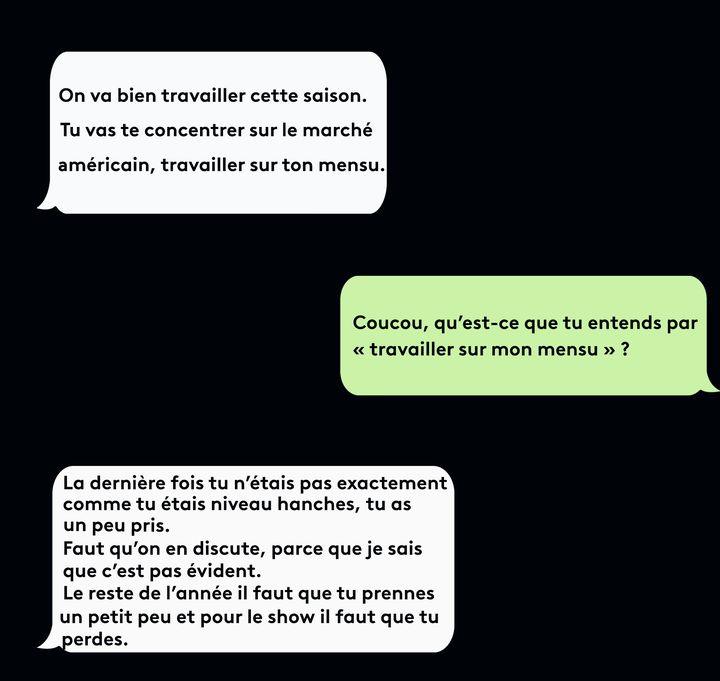 Conversation entre un mannequin et son agent (France info)