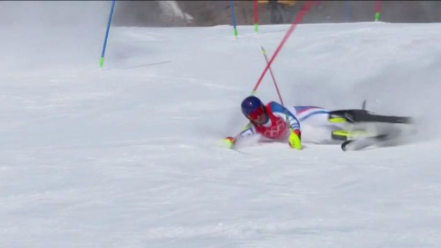 Après sa descente manquée, Alexis Pinturault n'a pas réussi à se rattraper au slalom. Le Français chute avant la fin du parcours.