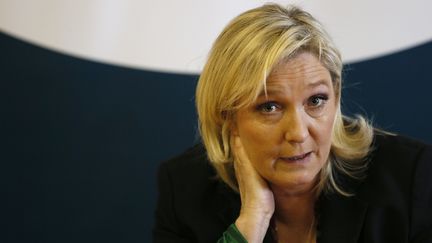 Marine Le Pen lors d'une conférence de presse pour lancer le collectif Croissance bleu marine, le 19 février 2016. (PATRICK KOVARIK / AFP)