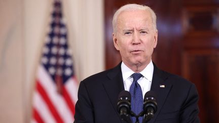 Le président américain, Joe Biden, s'exprime depuis&nbsp;la Maison Blanche, à Washington, le 20 mai 2021. (ANNA MONEYMAKER / GETTY IMAGES NORTH AMERICA / AFP)