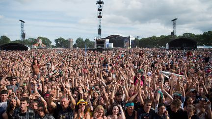 Les spectateurs du festival Les Vieilles Charrues à Carhaix&nbsp;(Finistère), le 21 juillet 2019.&nbsp; (LOIC VENANCE / AFP)