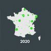 L'évolution du nombre de conseillers municipaux EELV entre 2014 et 2020. (FRANCEINFO)