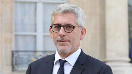 Frederic Valletoux&nbsp;, président de la Fédération hospitalière de France, ci-contre à la sortie d'une réunion à l'Elysée en septembre 2018. (LUDOVIC MARIN / AFP)