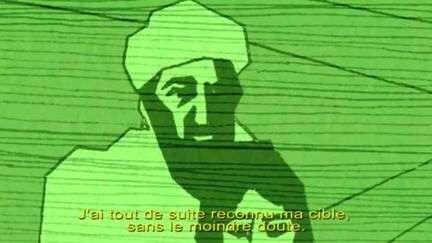 Capture d'&eacute;cran de la vid&eacute;o du&nbsp;Center for Investigative Reporting (CIR) reprenant le t&eacute;moignage du marine qui a tu&eacute; Ben Laden, avec la traduction de "Courrier International". (YOUTUBE / FRANCETV INFO)