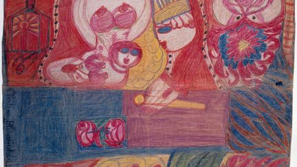 Une rétrospective de cette artiste suisse, figure de l'art brut, internée à l'âge de 28 ans. Elle s'est mise à dessiner à l'hôpital et n'a pas cessé de le faire jusqu'à sa mort. L'exposition du LaM (Musée d'art moderne, d'art contemporain et d'art brut) est organisée "en constellation" autour du "Cloisonné de théâtre", un rouleau de 14 mètres exceptionnellement présenté en totalité. Du 14 février au 10 mai 2015 - Ici, Aloïse Corbaz, Noël / Château de Blümenstein, Ange, vers 1940-45, donation l'Aracine, LaM, Villeneuve d'Ascq
 (Photo : P. Bernard © Fondation Aloïse)