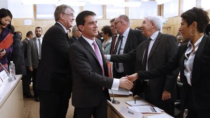 Manuel Valls au Conseil économique social et environnemental lors de la réunion conclusive sur les intermittents du spectacle.
 (THOMAS SAMSON / AFP)