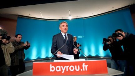 François Bayrou lors de la conférence de presse (BERTRAND LANGLOIS / AFP)