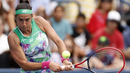 La Française Caroline Garcia, lors de son premier tour à l'US Open, le 29 août 2023 à New York. (SARAH STIER / AFP)