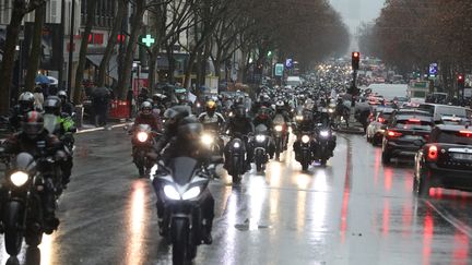 Manifestation de motards à Paris, en février 2021 (illustration). (OLIVIER LEJEUNE / PHOTOPQR / LE PARISIEN / MAXPPP)