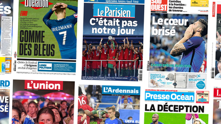 Les unes de la presse française au lendemain de la finale de l'Euro 2016, le 11 juillet 2016. (FRANCETV INFO)