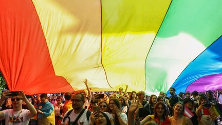 Marche de l'égalité à Cracovie (Pologne), le 20 mai 2023. (BEATA ZAWRZEL / ZUMA PRESS VIA MAXPPP)