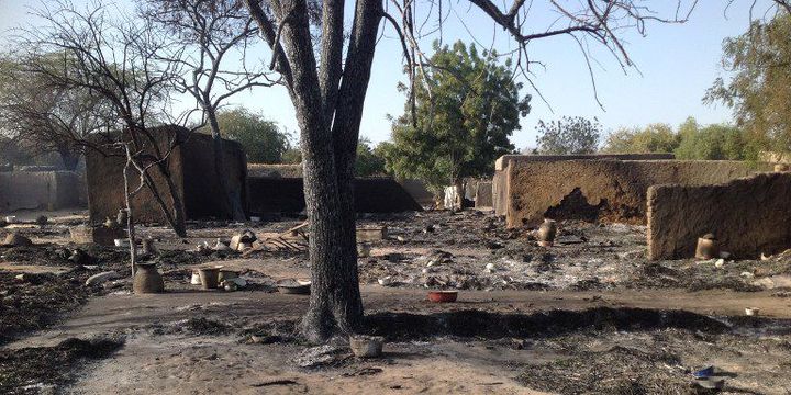 Le village de Nougboua au Nigeria attaqué par les insurgés de Boko Haram, le 13 février 2015. (Photo AFP)