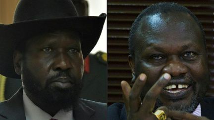 Le président Salva Kiir et son ancien vice-président Riek Machar, devenu chef rebelle, se disputent le pouvoir depuis 2013 dans un conflit qui a fait des dizaines de milliers de morts. (Photo AFP/Simon Maina/Isaac Kasamani)