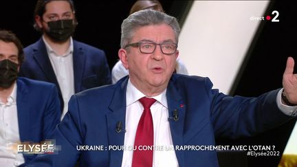 Jean-Luc Mélenchon participe à l'émission "Elysée 2022", le 10 février 2022, à Paris. (FRANCE 2)