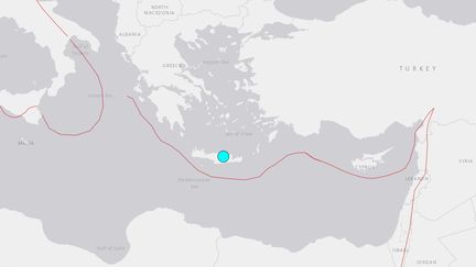 Un séisme de magnitude 5,8 a secoué la Crète, le 27 septembre 2021. (CAPTURE ECRAN USGS)