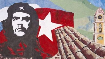 Trinidad de Cuba : représentation de Che Guevara sur le mur d'une école. (Alberto Diaz Guttierez alias Korda)