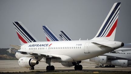 Des avions d'Air France &agrave; l'a&eacute;roport Charles de Gaulle (Val d'Oise), le 24 septembre 2014. (STEPHANE DE SAKUTIN / AFP)