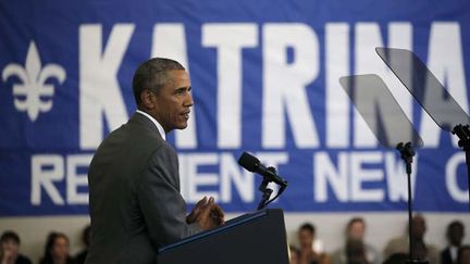 &nbsp; (Barack Obama lors de son discours à la Nouvelle-Orléans, 10 ans après Katrina © Reuters-Carlos Barria)