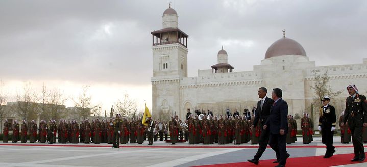 Le roi Abdallah II de Jordanie et Barack Obama &agrave; Amman, le 22 Mars 2013. (YOUSEF ALLAN / JORDANIAN ROYAL PALACE)