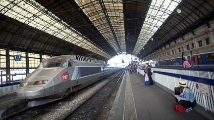 Un TGV en gare de Bordeaux (Gironde), le 9 juillet 2012. La future LGV doit relier la ville &agrave; l'Espagne.&nbsp; (LOIC VENANCE / AFP)