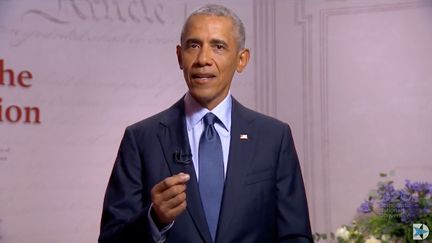 Convention nationale du parti démocrate où l'ancien président américain Barack Obama s’est exprimé depuis Philadelphie en Pennsylvanie. (DEMOCRATIC NATIONAL CONVENTION / AFP)