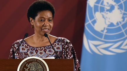 La directrice exécutive de l'ONU-Femmes, Phumzile Mlambo-Ngcuka, le 29 mai 2019 lors d'une conférence de presse à Mexico (Mexique). (ALFREDO ESTRELLA / AFP)