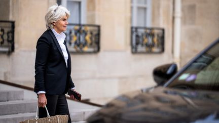 Isabelle Rome, ministre déléguée auprès de la Première ministre, chargée de l'Egalité entre les femmes et les hommes, le 1er septembre 2022 à la sortie de l'Elysée. (XOSE BOUZAS / HANS LUCAS / AFP)