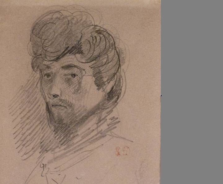 Eugène Delacroix: Eugène Delacroix par lui même. 1832. Mine de plomb sur papier.
 (Thierry Normand.)