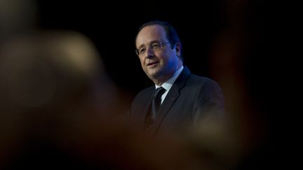 Fran&ccedil;ois Hollande s'adresse &agrave; la communaut&eacute; fran&ccedil;aise &agrave; San Francisco (Etats-Unis), le 12 f&eacute;vrier 2014. (ALAIN JOCARD / AFP)