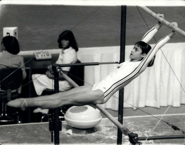 La jeune roumaine Nadia Comaneci, 14 ans, aux Jeux olympiques de Montréal, le 22 juillet 1976 (MAXPPP)