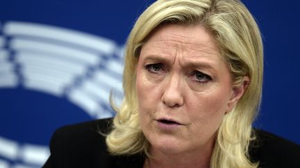 Marine Le Pen, présidente du Front national, au Parlement européen, à Strasbourg (Bas-Rhin), le 10 juin 2015. (FREDERICK FLORIN / AFP)