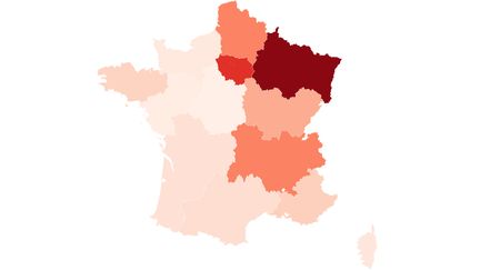 La carte de France des cas de coronavirus. (ROBIN PRUDENT / FRANCEINFO)