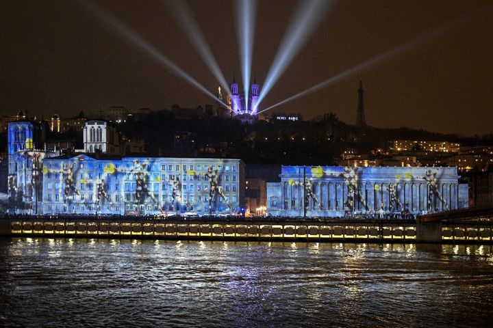 Fête des lumières 2018 à Lyon jeudi 6 décembre - quais de Saône, Fourvière et le palais de justice avec la création Reflets de Damien fontaine
 (Joël PHILIPPON / PHOTOPQR/LE PROGRES/MAXPPP)