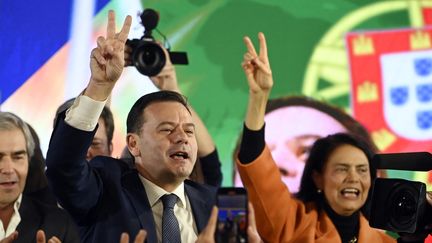 The center-right candidate of the Democratic Alliance Luis Montenegro after winning the legislative elections, in Lisbon (Portugal), March 10, 2024. (MIGUEL RIOPA / AFP)