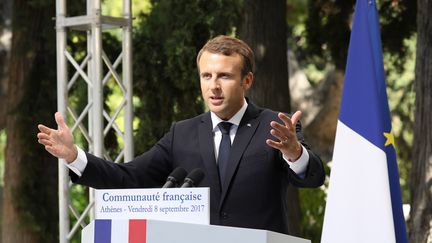 Le président de la République, Emmanuel Macron, le 8 septembre 2017 à Athènes (Grèce). (LUDOVIC MARIN / AFP)