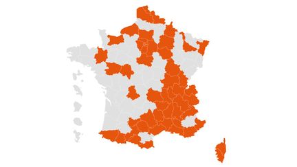 Carte des départements concernés par le couvre-feu (FRANCEINFO)