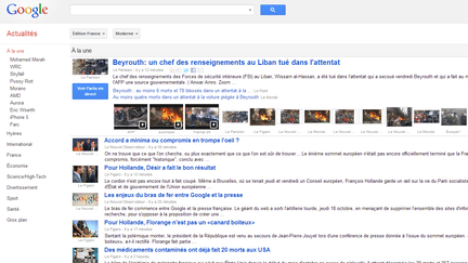 Capture d'&eacute;cran du portail Google Actualit&eacute;s. (GOOGLE NEWS / FTVI)