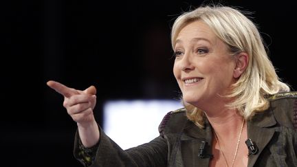 Marine Le Pen, le 11 avril 2012, durant l'&eacute;mission "Des paroles et des actes" sur France 2.&nbsp; (THOMAS SAMSON / AFP)