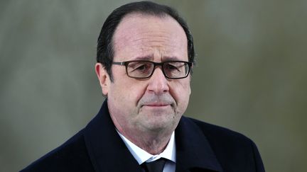 Le pr&eacute;sident de la R&eacute;publique, Fran&ccedil;ois Hollande, le 17 f&eacute;vrier 2015, &agrave; Sarre-Union (Bas-Rhin). (MAXPPP)