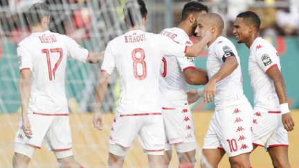 Wahbi Khazri célèbre un but lors de la rencontre entre la Tunisie et la Mauritanie, le 16 janvier 2022 en Coupe d'Afrique des Nations. (HAYKEL HMIMA / ANADOLU AGENCY)