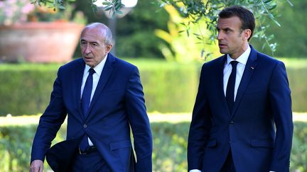 Gérard Collomb et Emmanuel Macron, le 26 juin 2018, à Rome. (ALBERTO PIZZOLI / AFP)