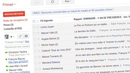 Une capture d'&eacute;cran de la bo&icirc;te mail de Fran&ccedil;ois Hollande imagin&eacute;e par francetv info, le 6 mai 2013. (FRANCETV INFO)