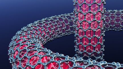 Mod&eacute;lisation de nanotubes en carbone. Utilis&eacute;s comme additifs ou rev&ecirc;tements dans l'industrie, ils peuvent entra&icirc;ner le d&eacute;veloppement de maladies, selon l'agence fran&ccedil;aise de s&eacute;curit&eacute; alimentaire et sanitaire (Anses).&nbsp; (NSP / AFP )