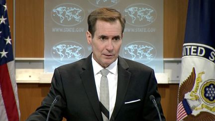 John Kirby, porte-parole du secrétaire d'Etat américain, le 1er juillet 2016 à Washington (Etats-Unis). (REUTERS TV / REUTERS)